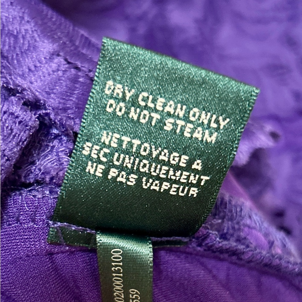 NWOT ! Ralph Lauren Purple Floral Lace Back Zip Lined - Picture 7 of 9